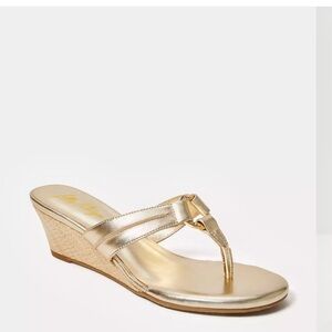 Lilly Pulitzer McKim Metallic Soft Gold Wedge Sandals